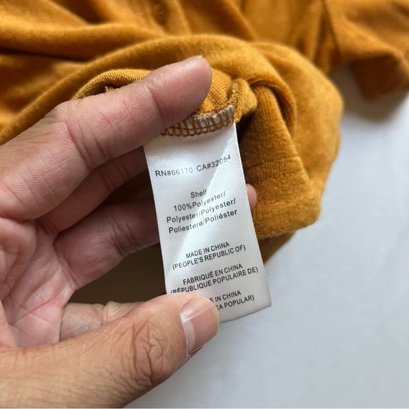 HUTCH Anthropologie mustard yellow terry cloth knit short sleeve button up shirt - Picture 6 of 6